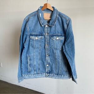 NWT Blank NYC Men's Distressed Denim Trucker Jacket Sz Large